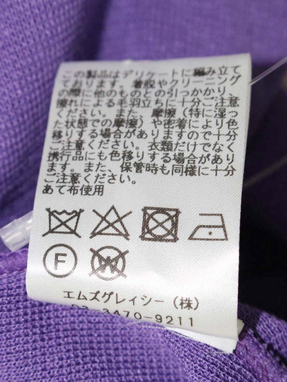 エムズグレイシー 818118 ニット セーター 38 パープル 袖リボン リブ ITI88AU5TGVS