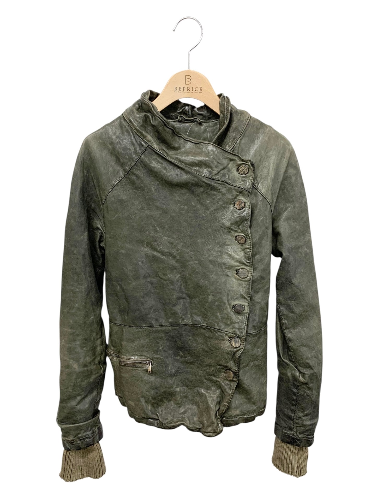 ジョルジオブラット A0509L JM116 レザージャケット 40 カーキグリーン ラムレザー 羊革 ITFVW0B8I2L8