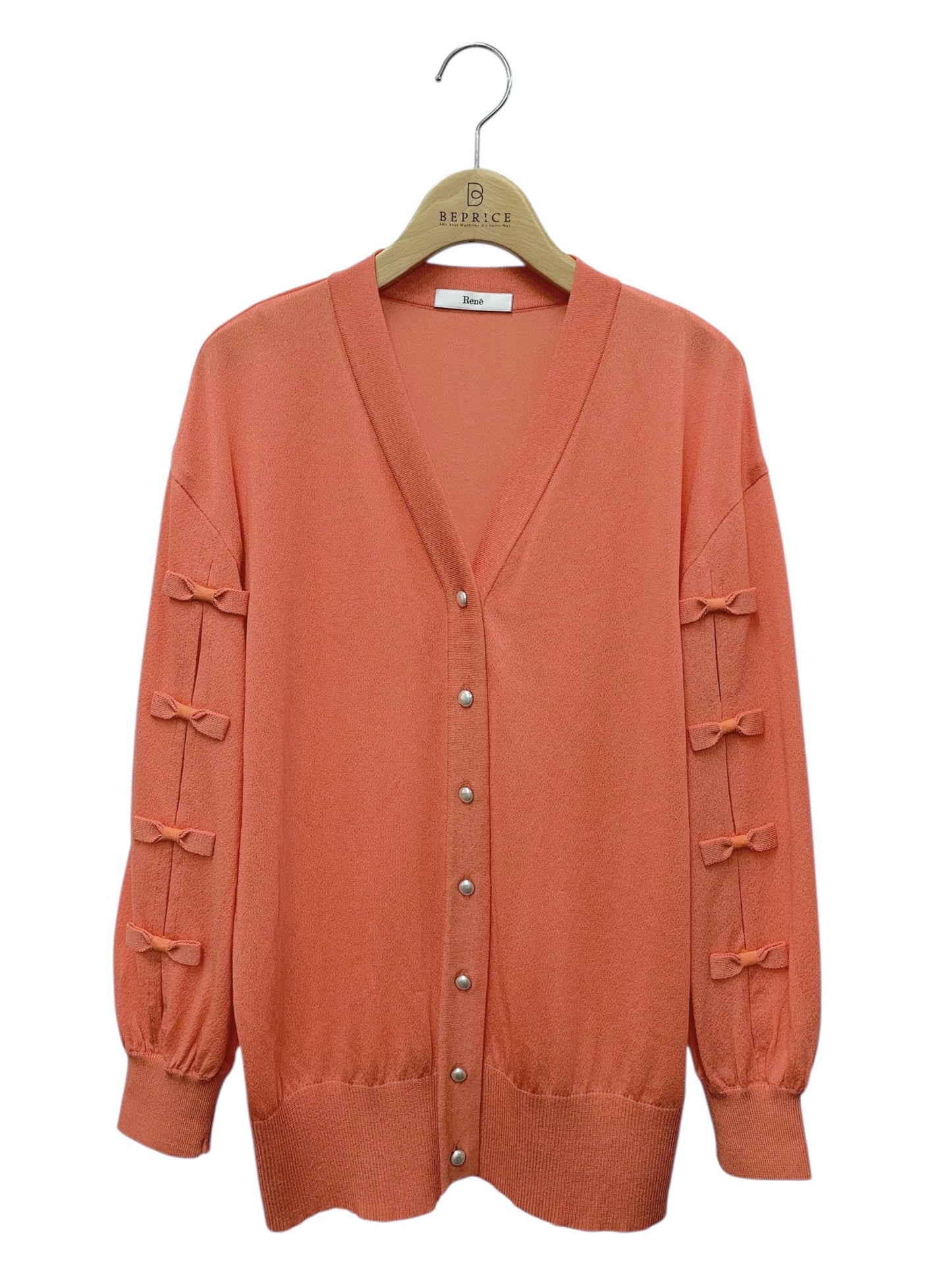 ルネ 6132310 カーディガン 36 オレンジ リボン Vネック ITC0HQYP6ZM8