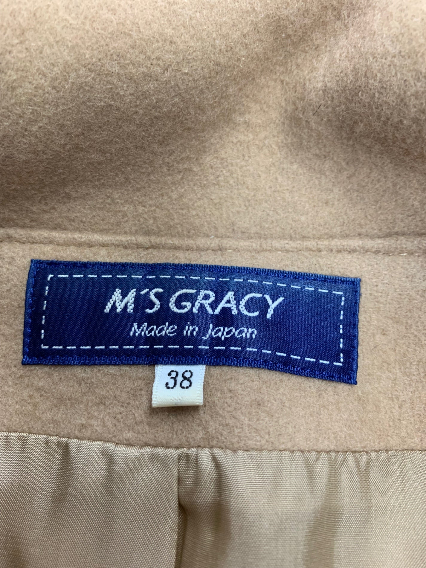 エムズグレイシー Lady Like Coat 819518 コート 38 キャメル ウール ラインストーン キュプラ ITCMTSB0GAZ4