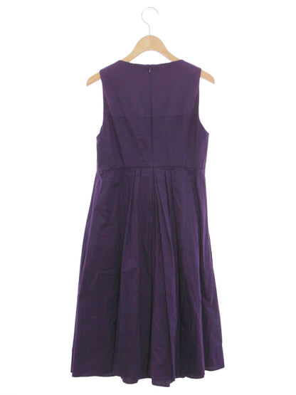 ポールカ 713EAC ワンピース 38 パープル Vネック リボン タックフレア ITBBTSFUM37F