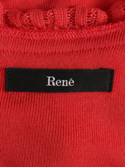 ルネ basic ニットカットソー 5232110 36 レッド ノースリーブ フリル リボン ITVD3Y1HM9ER 【SALE】