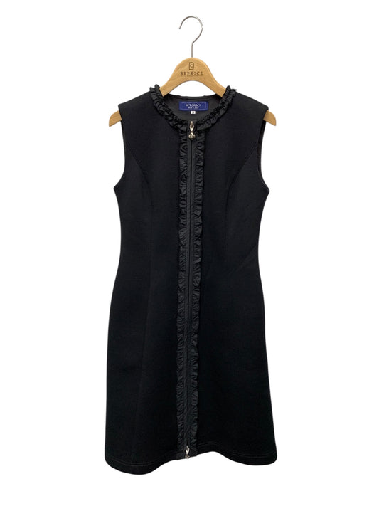 エムズグレイシー 411510 ワンピース 36 ブラック フリル カメリアジップ ITBPD8IYB6AP