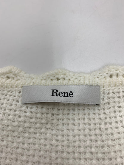 ルネ 6122150 カーディガン 38 ホワイト 鹿の子編み リボン パール ITJS163WNHQ4