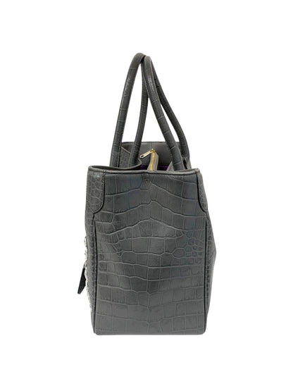 エーディーエムジェイ トートバッグ グレー クロコ型押し レザー スワロフスキー ITW95L3B47A2