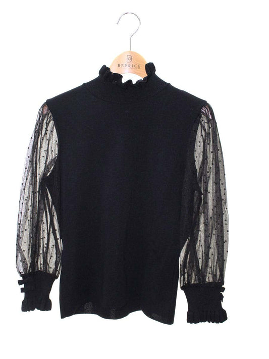 エムズグレイシー ロマンティックチュールニット 118502 ニット セーター 38 ブラック IT4KPO8M2N6O