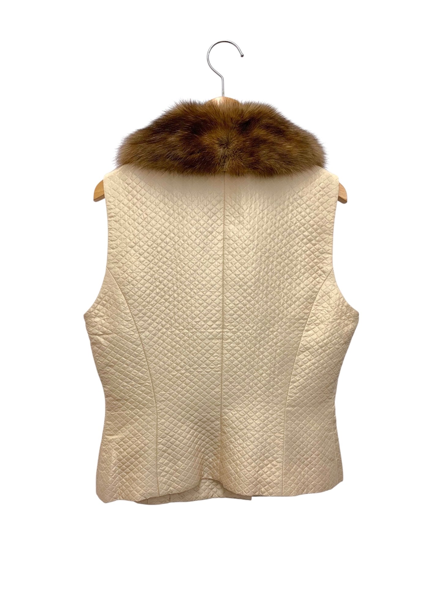 フォクシーブティック 18310 セットアップ 42 ベージュ ベスト スカート セーブルファー付 ITHHPM6IXYHO