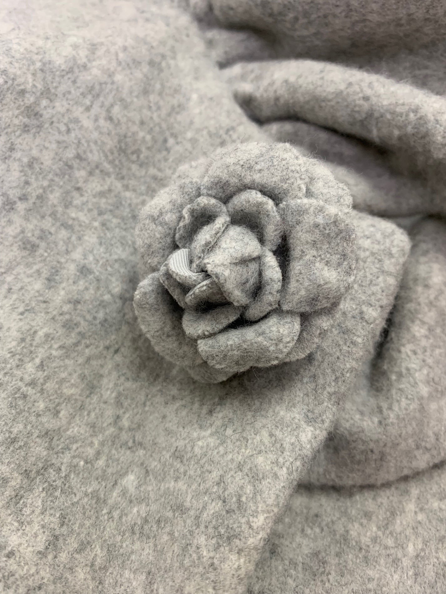 エムズグレイシー 729527 コート 38 グレー カメリア リボン ウール ITEAX1KDCAIG