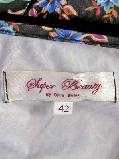 スーパービューティー ワンピース 42 ブラック/マルチカラー 襟 袖ベロア レース 花柄 ITDT4QFMVZ6W 【SALE】