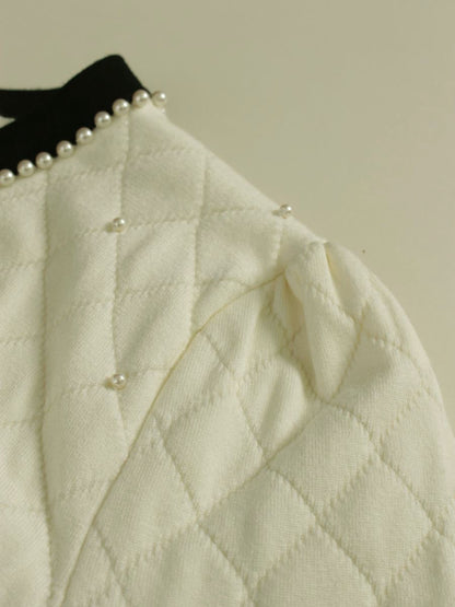 エムズグレイシー Knit Cardigan 018532 38 ホワイト パール キルティング ITQGG577IJ1S