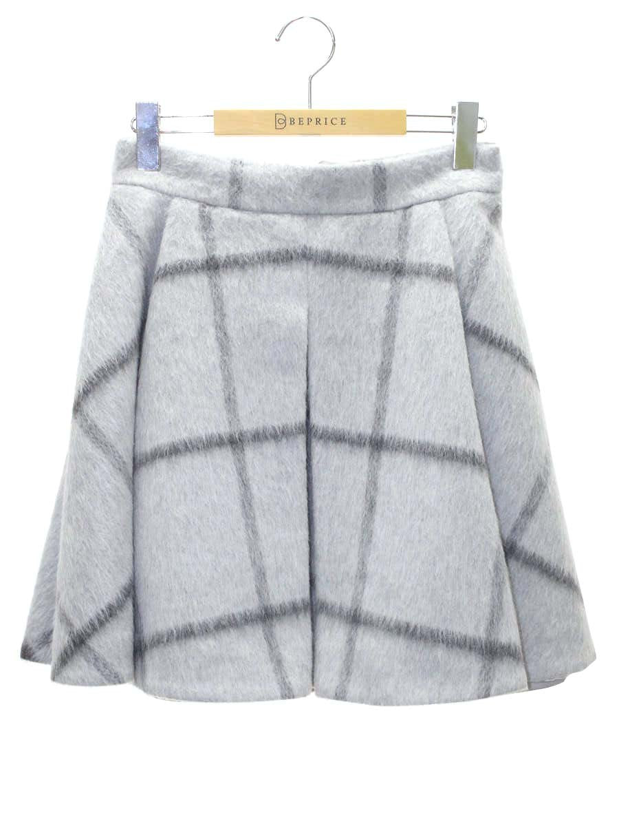 フォクシーニューヨーク collection スカート Windowpane Mohair Collection 34615 40 グレー ウール チェック ITAZUWRAMH2A