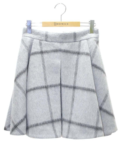 フォクシーニューヨーク collection スカート Windowpane Mohair Collection 34615 40 グレー ウール チェック ITAZUWRAMH2A