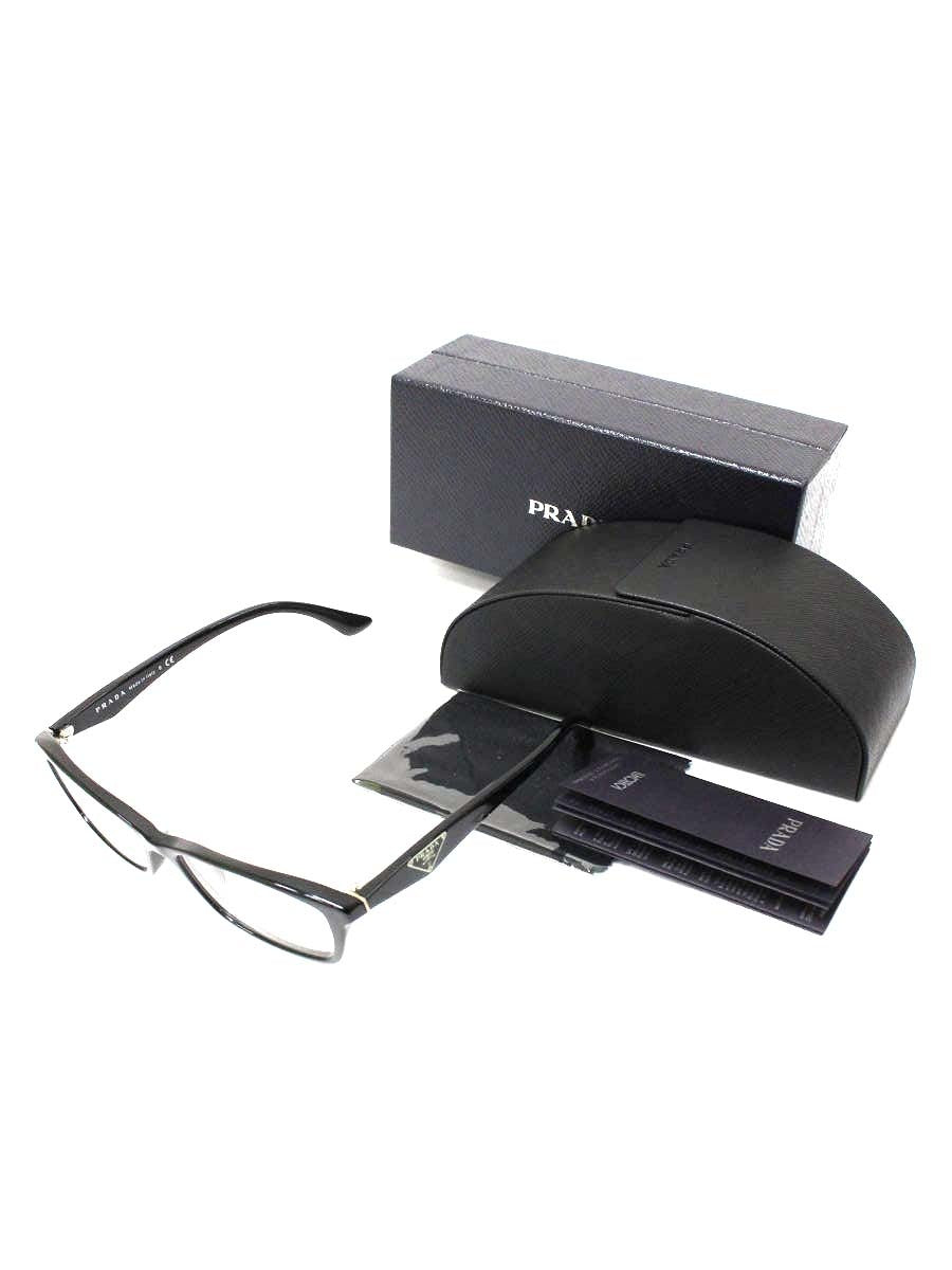 プラダ VPR20R メガネ ブラック トライアングルロゴ セルフレーム フルリム スクエア ITTMZ3NGJOGA