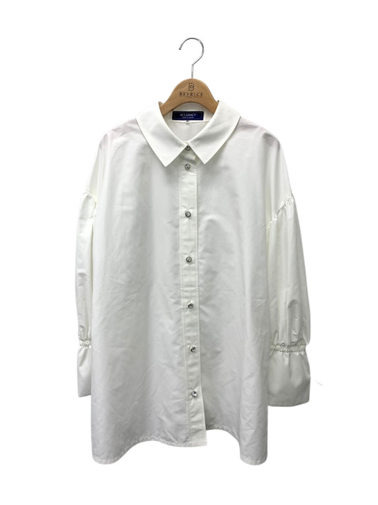 エムズグレイシー 410502 ブラウス 40 ホワイト フリル ビジューボタン IT5HB2RKIRG6