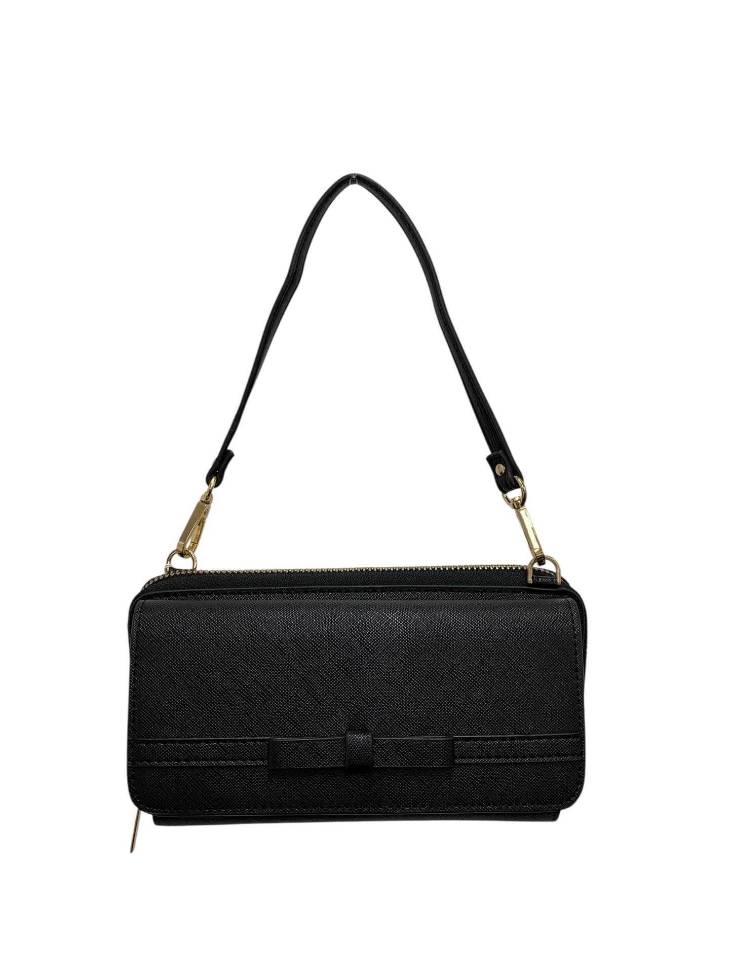 エムズグレイシー Wallet Ribbon Bag 894507 長財布 ブラック ストラップ付き ポシェット IT1EDIWQW1B8