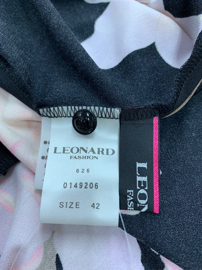 レオナールファッション 0149206 42 ブラック フラワープリント ボウタイブラウス ITLQKNU75P4E