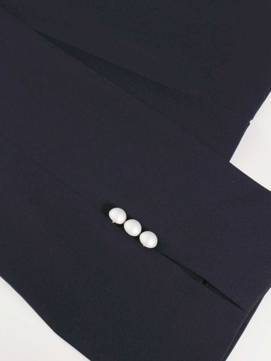 エムズグレイシー 316316 クロップドパンツ 38 ネイビー パールボタン センタープレス ITO226RHUPNK