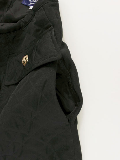 エムズグレイシー 017517 スカート 38 ブラック キルティング 花ボタン IT89NL6OMCHL