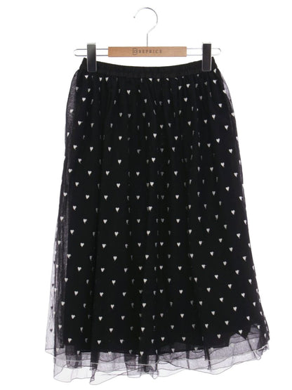 エムズグレイシー 217324 スカート 38 ブラック ハート刺繍 シフォン ITM0VOQKUML8