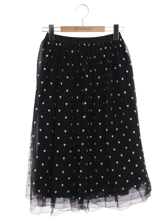 エムズグレイシー 217324 スカート 38 ブラック ハート刺繍 シフォン ITM0VOQKUML8