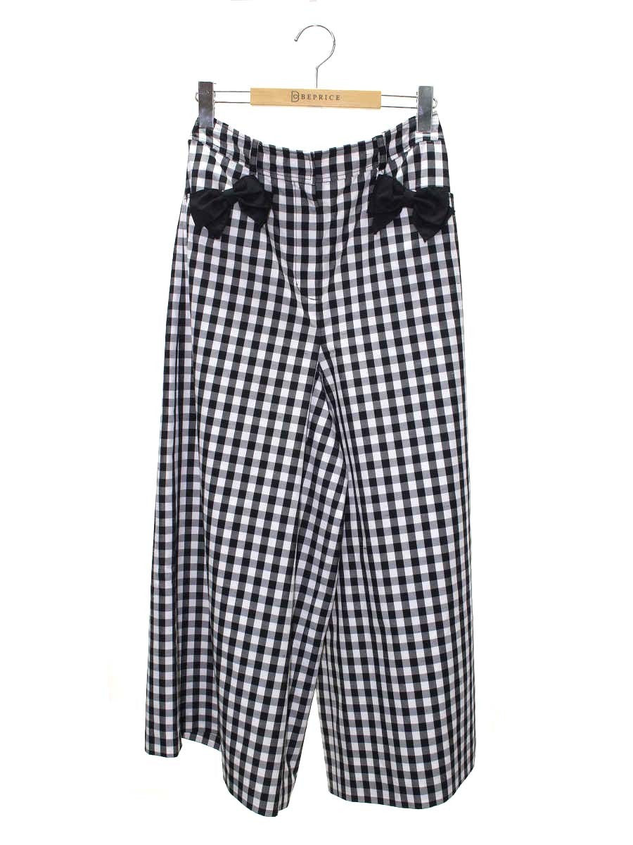 エムズグレイシー 216307 パンツ 40 ブラック/ホワイト ギンガムチェック IT1BY7KABFI4