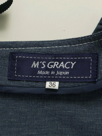 エムズグレイシー 111344 ワンピース 36 ネイビー パフスリーブ ステッチ ITN0BIP6J90M