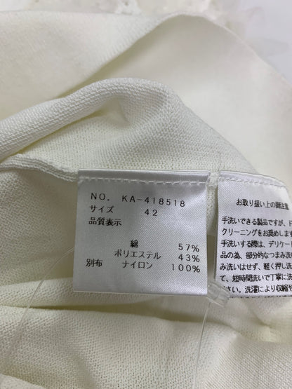 エムズグレイシー 418518 ニット 42 ホワイト フリル 異素材ミックス ITE5RFE8IEFO