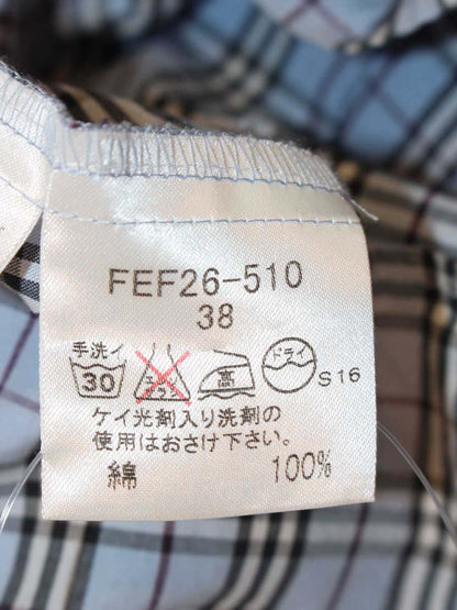 バーバリーブルーレーベル FEF26-510 シャツ 38 ブルー チェック IT6PJLZW31Y8