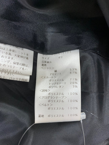 エムズグレイシー ウエスト切替 411105 ワンピース 40 ブラック フレア ITW0IL6UDR74