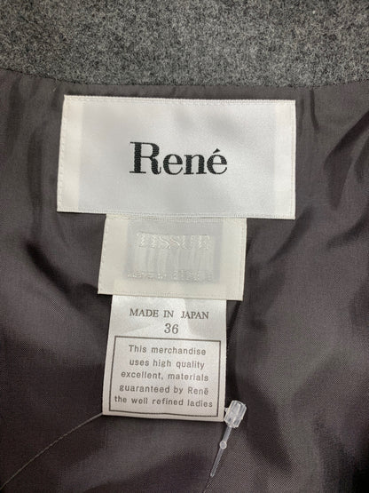 ルネ 6348140 ケープ 36 グレー ポンチョ フォックスファー ウール混 IT827137MWWW