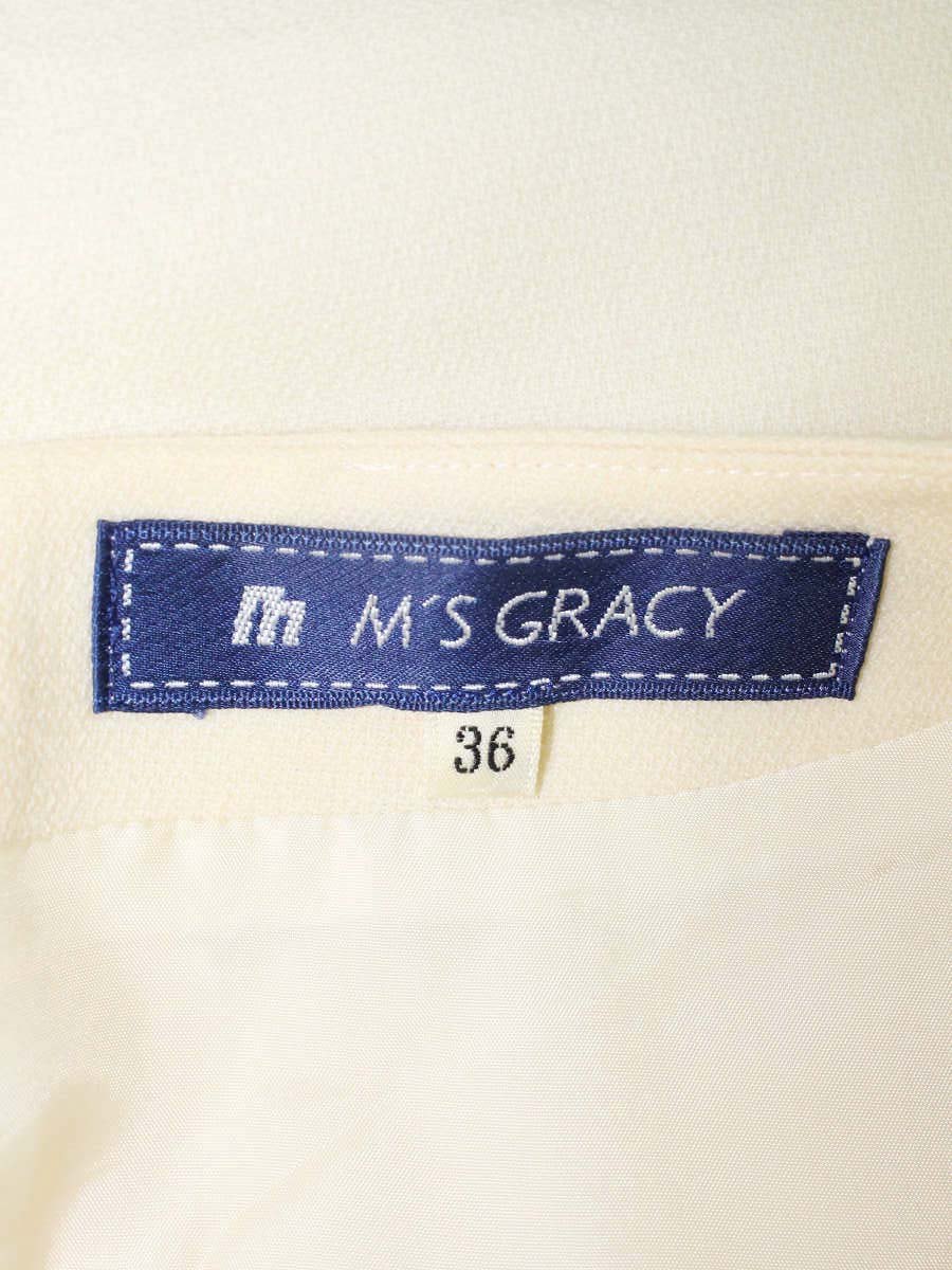 エムズグレイシー 121598 ワンピース 36 アイボリー/ブラック フラワーモチーフ スパンコール 切替 ITC1N9CVC9MU