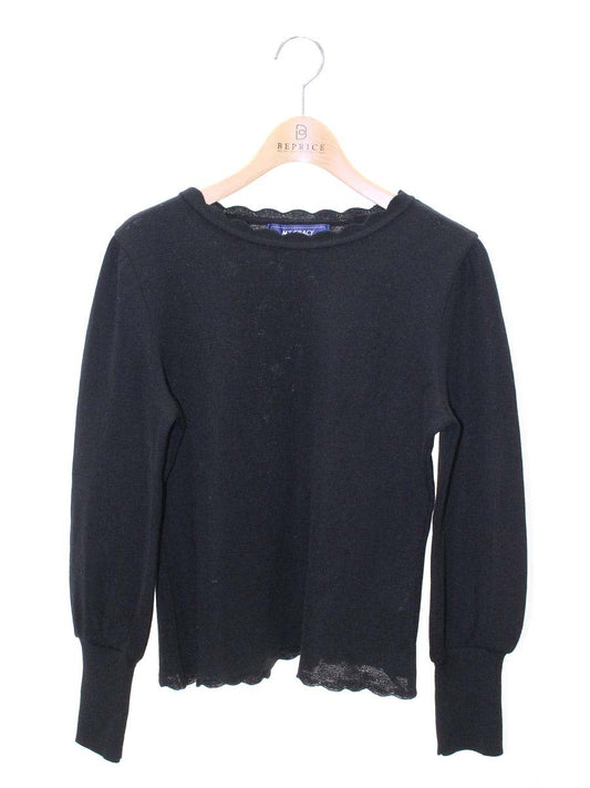 エムズグレイシー 018521 ニット 40 ブラック パフスリーブ スカラップ ITNJ9NPSQ19C