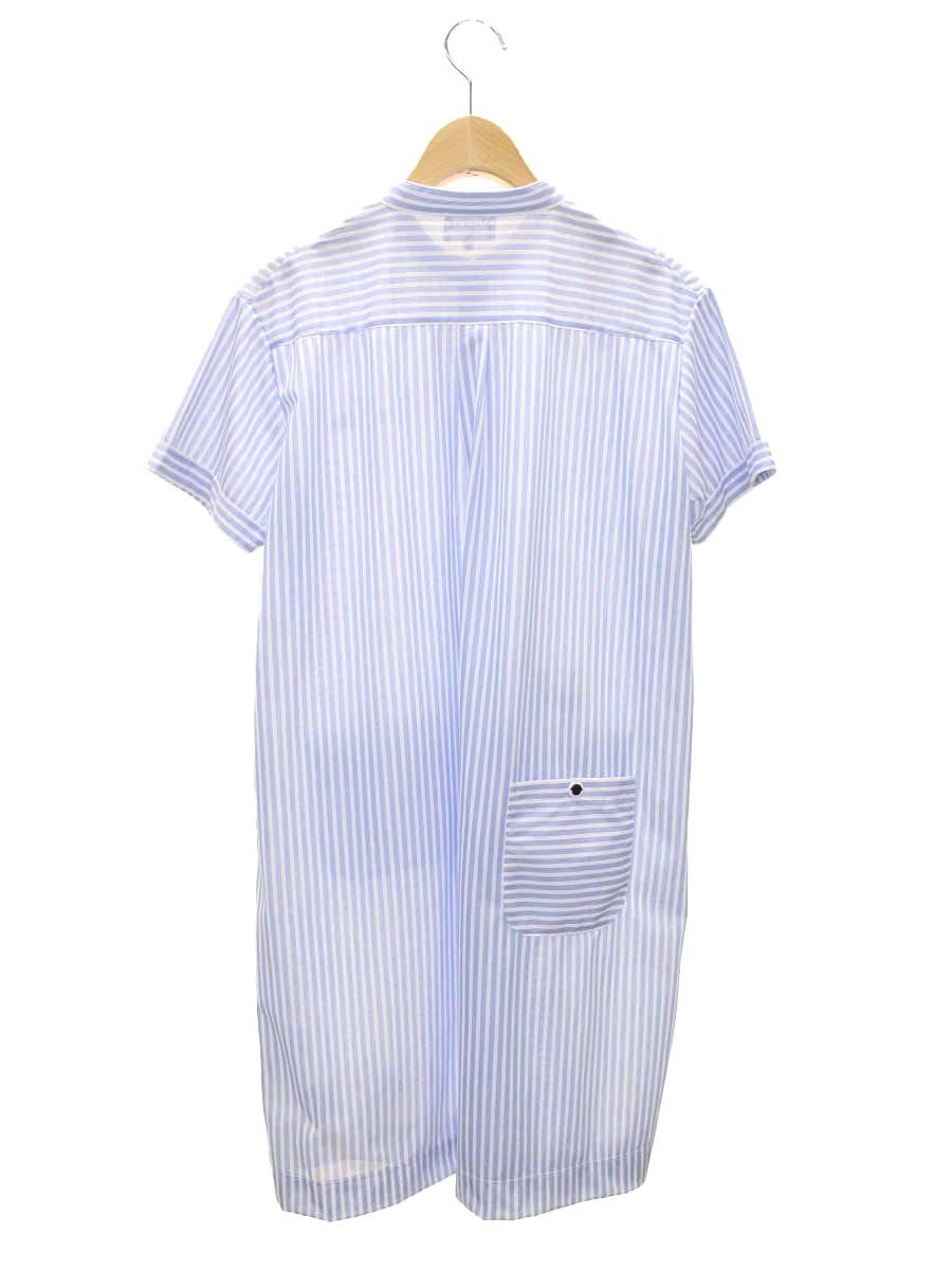 スタジオピッコーネ PICONE CLUB C951413 シャツワンピース 2 サックスブルー/ホワイト ストライプ ロゴ ワンポイント IT5BBYUVS4VI