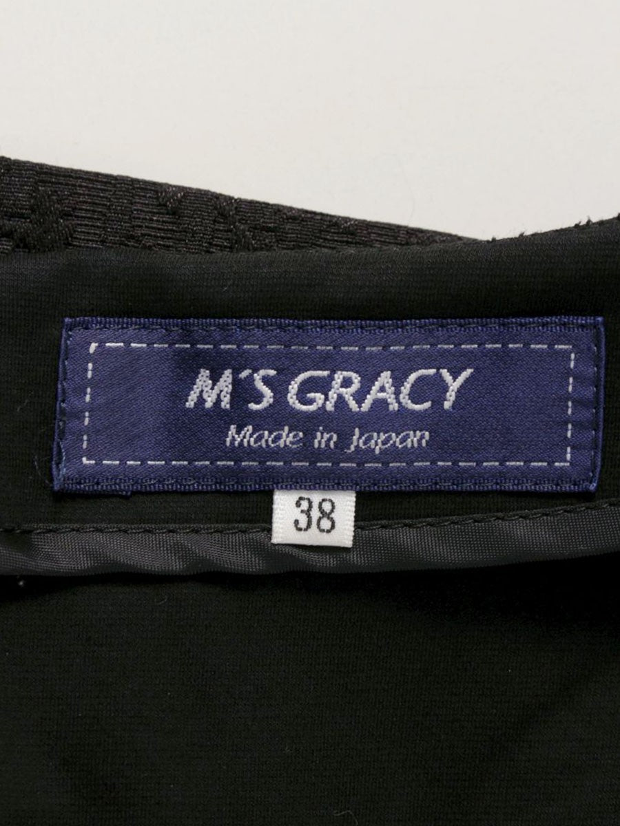 エムズグレイシー 911124 ワンピース 38 ブラック 花 ラインストーン IT3ZSBNXNRO0