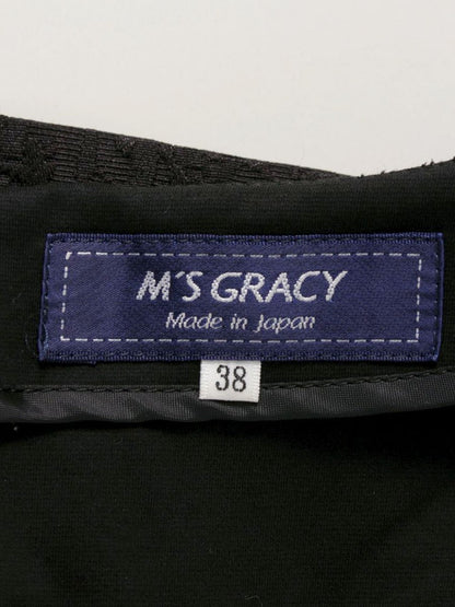 エムズグレイシー 911124 ワンピース 38 ブラック 花 ラインストーン IT3ZSBNXNRO0