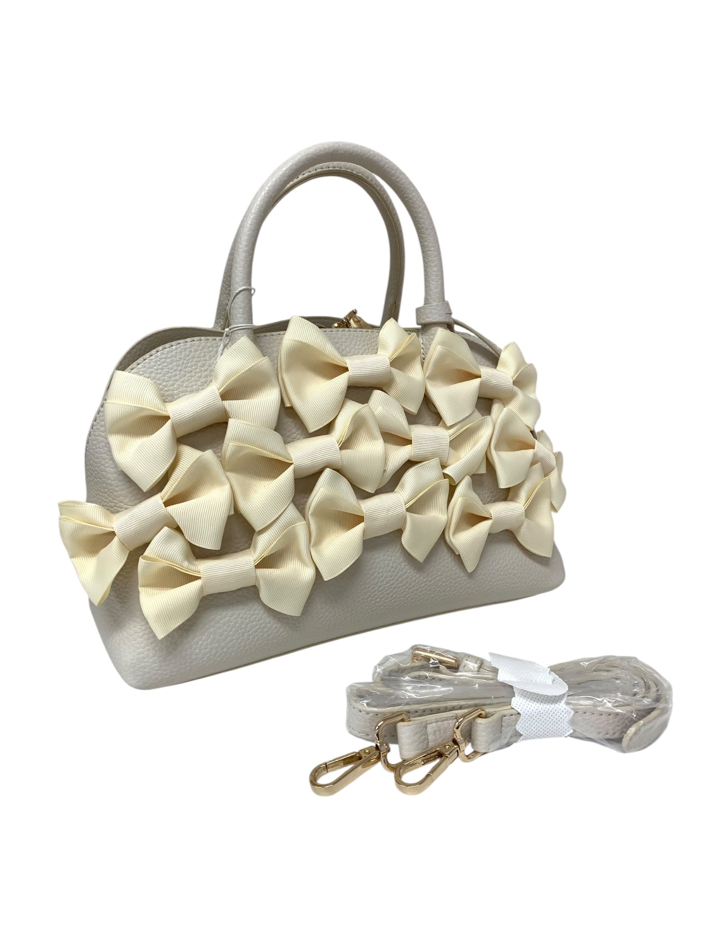 エムズグレイシー 094311 ハンドバッグ ベージュ フェイクレザー リボン ITNM61V378AW