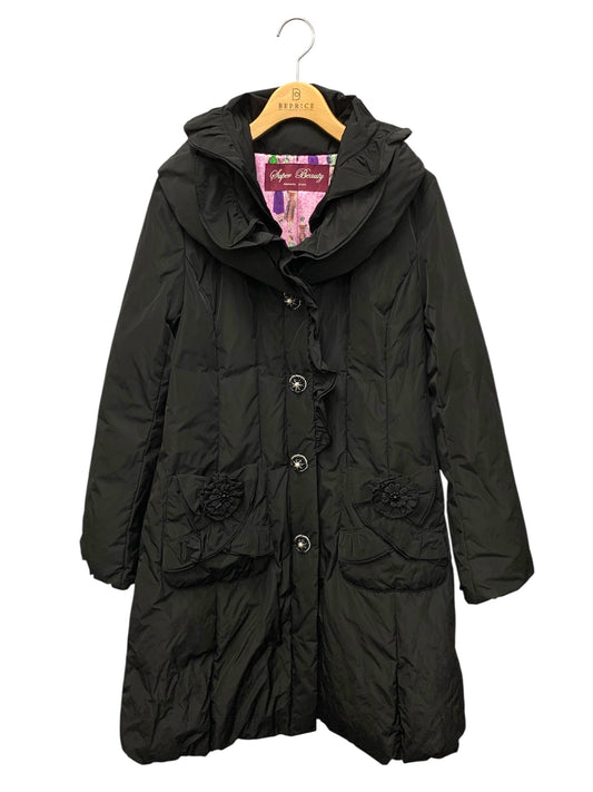 スーパービューティー ダウンジャケット 40 ブラック フラワービジュー ITA6R9N10S1W