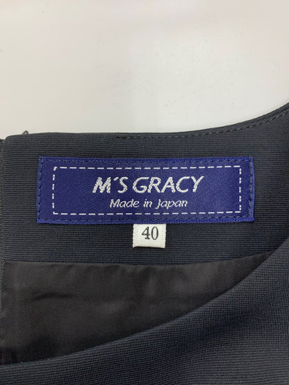 エムズグレイシー 211119 ワンピース 40 ブラック マーガレットモチーフ IT58J2QZUHI0