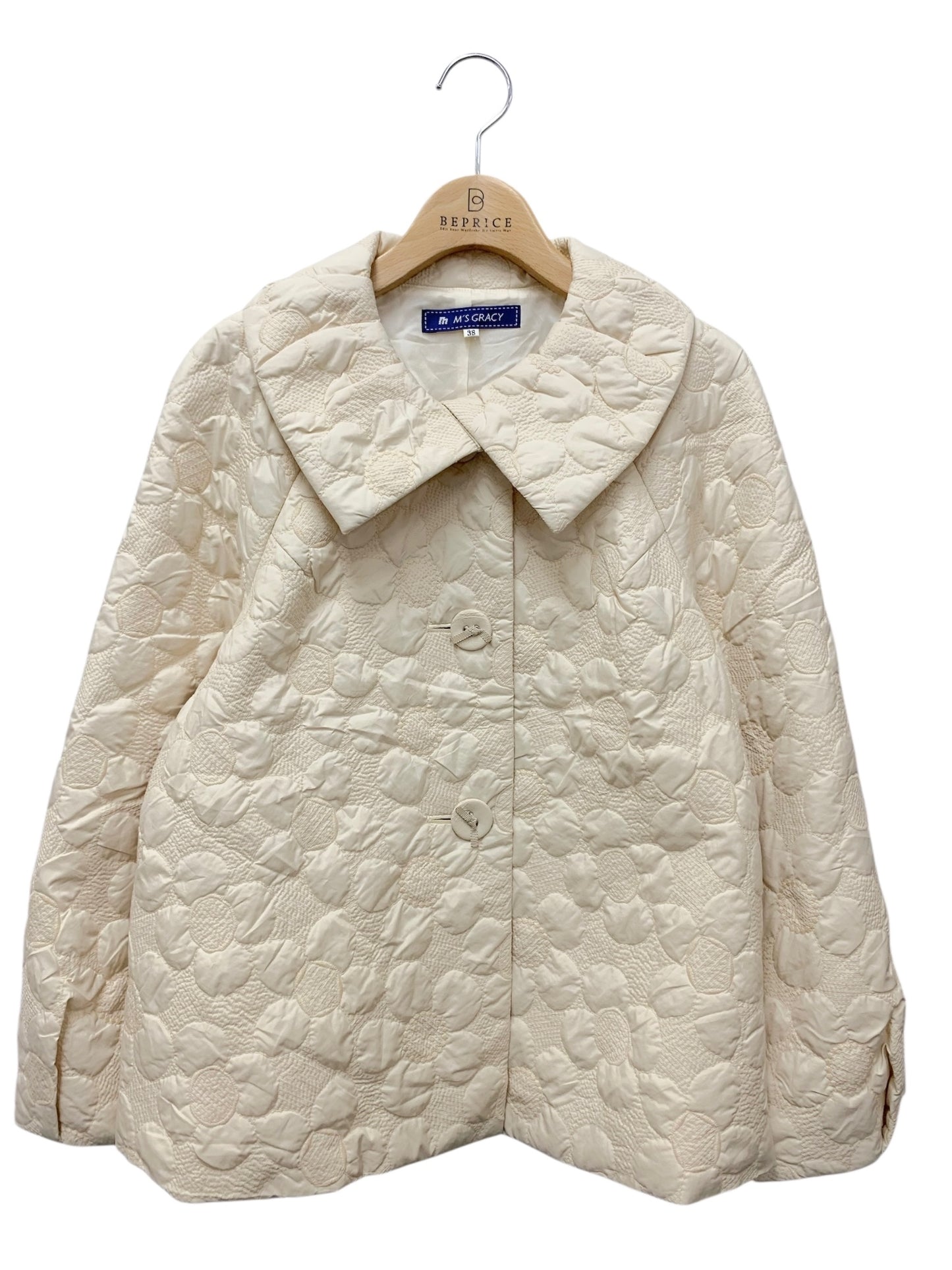 エムズグレイシー 129516 ジャケット 38 アイボリー 花 刺繍 ITNSVZ20V1JS