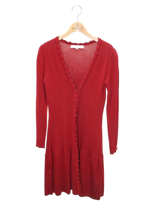 スーパービューティー カーディガン 38 レッド ロング フラワーモチーフ ITEXYRS2UMEO