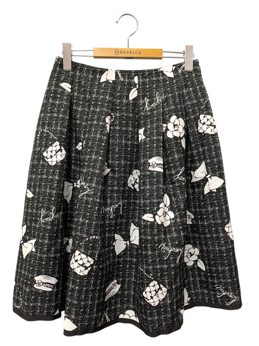 エムズグレイシー 317518 スカート 40 ブラック ツイード風プリント ITB3RCYSR540