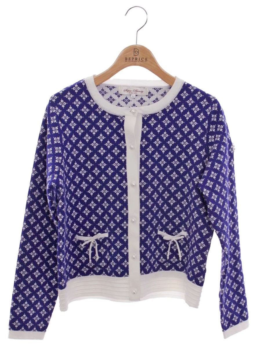 スーパービューティー ボレロ 42 ブルー フェイクパール ノーカラー リボン ITILPB9WUJW9