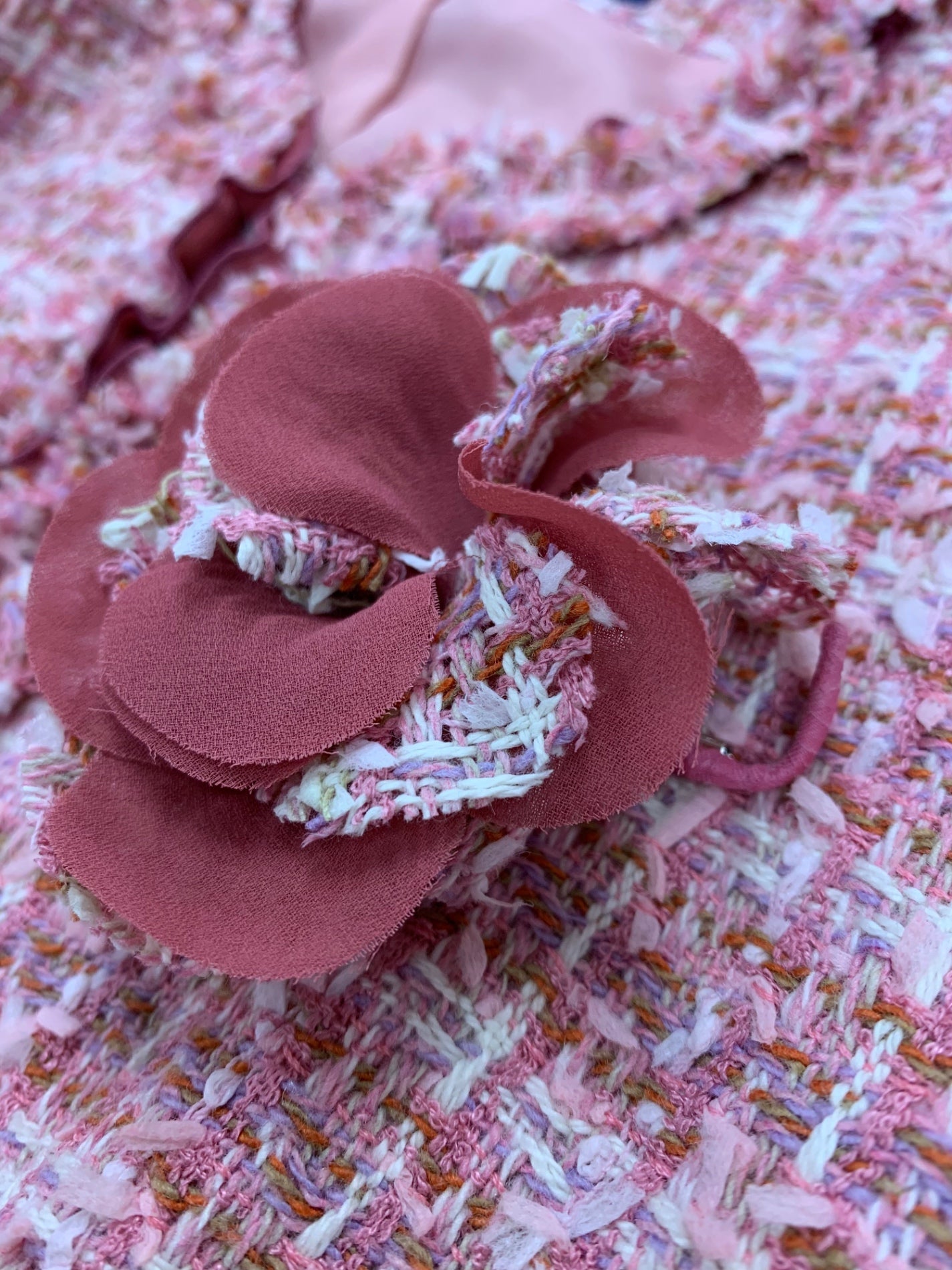 エムズグレイシー 314522 ジャケット 38 ピンク ツイード ノーカラー フリル IT7I49P396G0