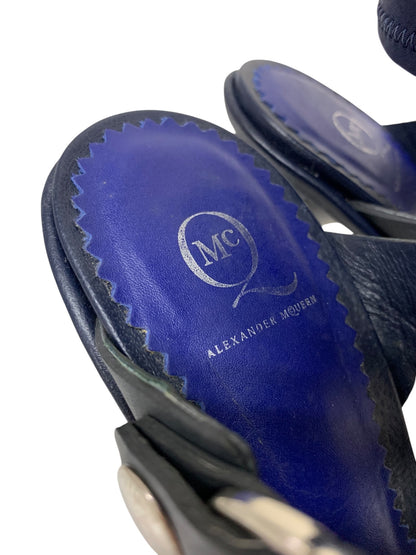 アレキサンダーマックイーン 287137 R2021 4029 サンダル 37 ネイビー レザー ジップ IT0YDVXB5UXM