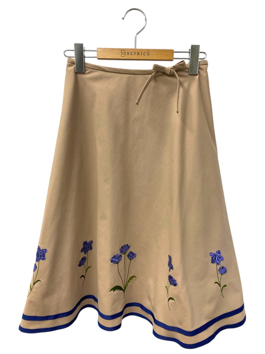 エムズグレイシー 017340 スカート 36 ベージュ スパンコール フラワー IT7XR65ZRO3H