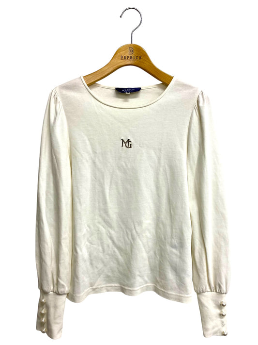 エムズグレイシー 115507 カットソー 38 ホワイト 袖パール ITQV8GY0Z336