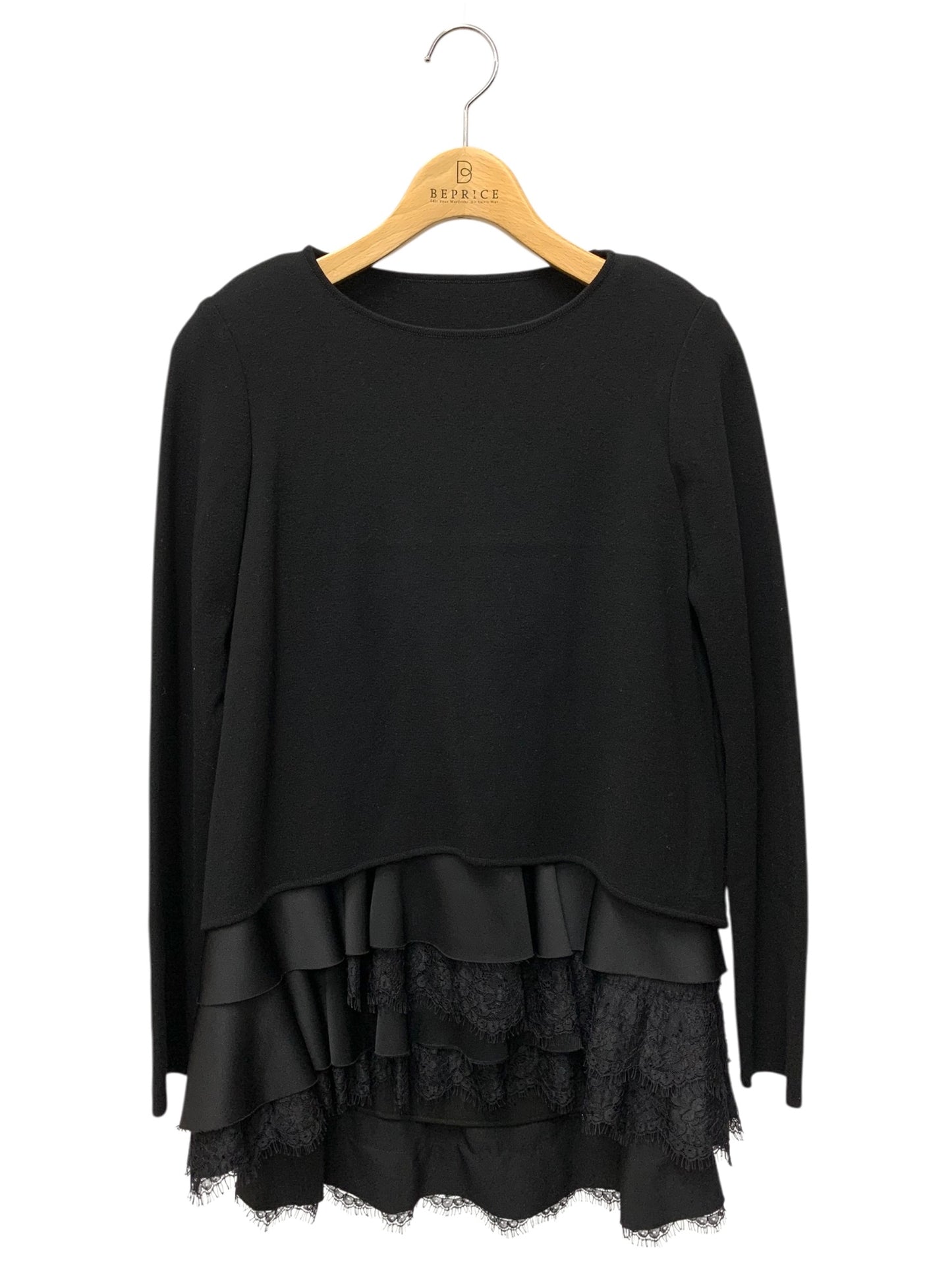 フォクシーブティック Knit Top Mille-Feuille ニット＆チュニック 37162 アンサンブル 38 ブラック レース IT8DP0VSZBDQ