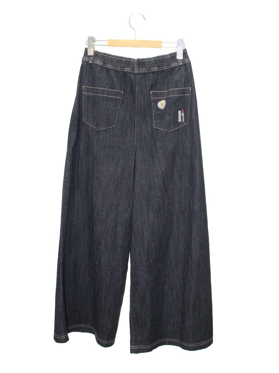エムズグレイシー 416106 デニムパンツ 40 ブラック ワイド ITNBDVEOAJUA