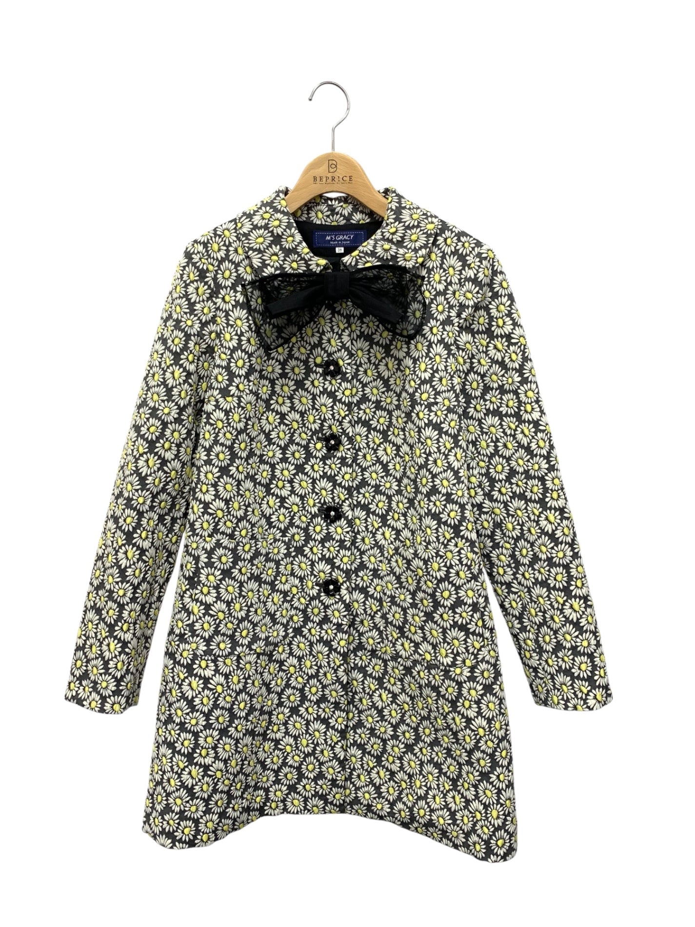 エムズグレイシー デイジー柄ジャガードコート 519103 38 ブラック フラワーモチーフ ITZZVHOWS1UQ 【SALE】