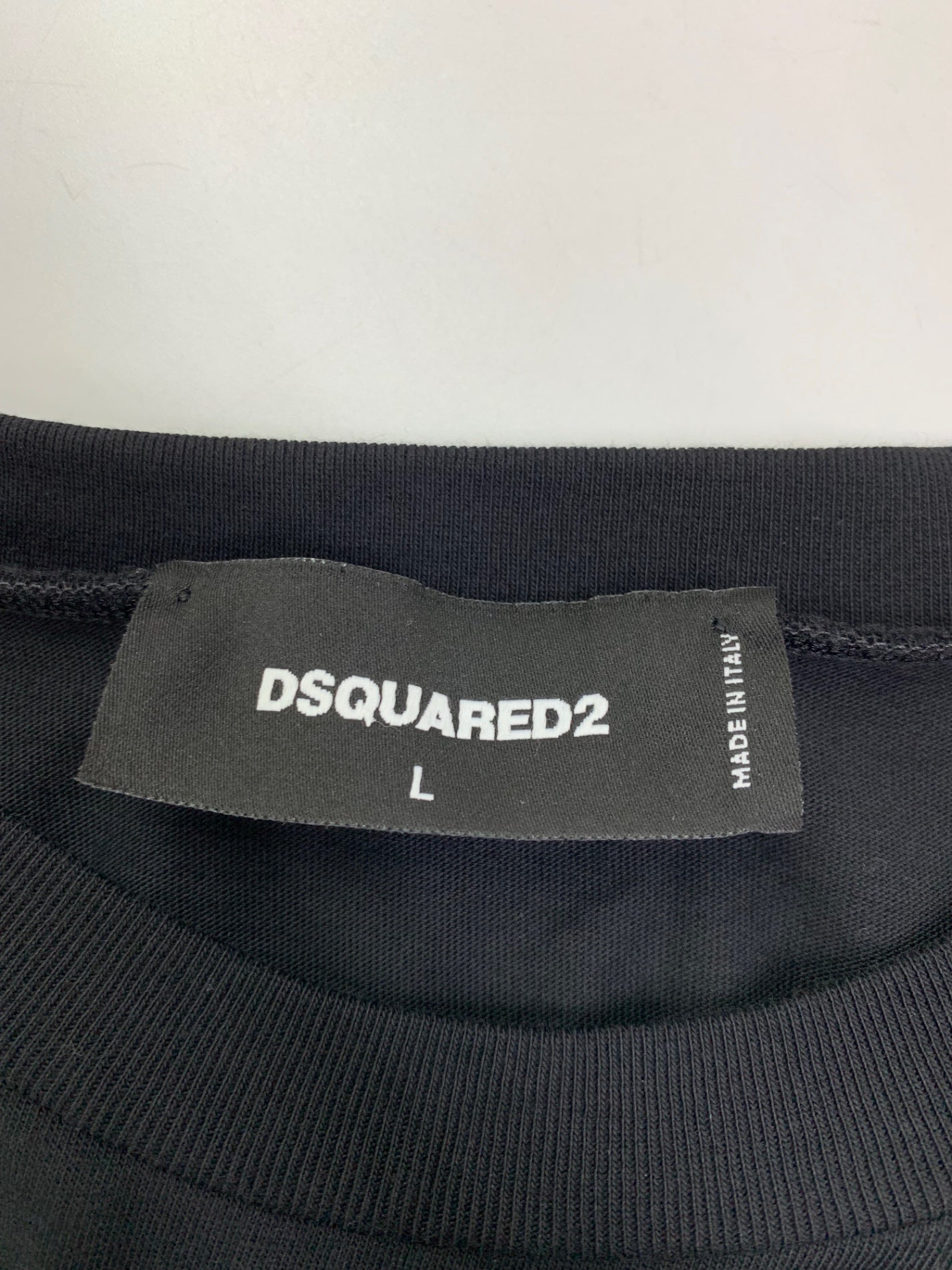 ディースクエアード Regular Fit Tee S74GD1354 D20020 L ブラック ラバーロゴ クルーネック長袖Tシャツ IT92ANS6T4O2